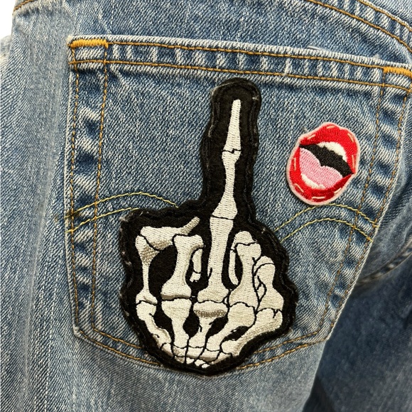 Levi’s 515 Vintage Custom Denim Shorts Punk Patchwork | Women’s 10 - Picture 5 of 13